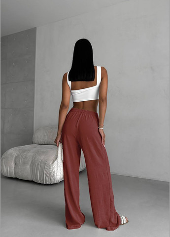 Женские легкие штаны палаццо из американской креп жатки InFashion Штани (332214191)