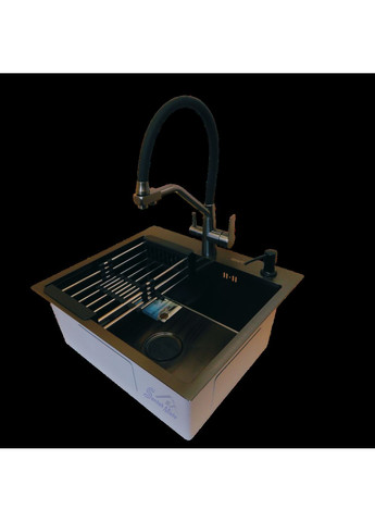 Кухонная мойка 4-в-1 (комплект) черная HS 540Х480 NANO BLACK PVD (3.0/1.0 мм) Kraft (347324529)