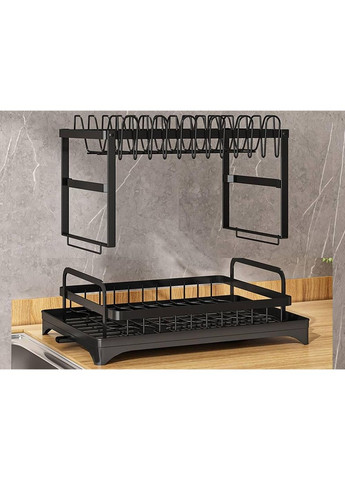 Металлическая полка-сушилка для посуды со сливом No Brand (369735158)