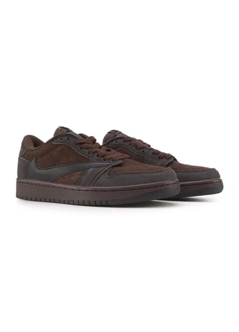 Коричневые всесезонные кроссовки nike air jordan 1 retro low og sp travis scott velvet Nike Jordan Nike Air Jordan Retro 1 Low x Travis Scott