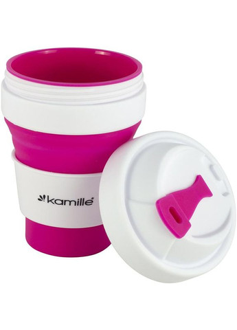 Спортивная складная бутылка для воды 350мл силиконовая розовая для активного отдыха поилка для питья Kamille (368986375)