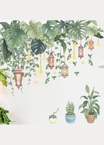 Вінілові наклейки на стіну Великі зелене листя папороті (лист 60 х 90 см) Б79-5 No Brand (312542385)