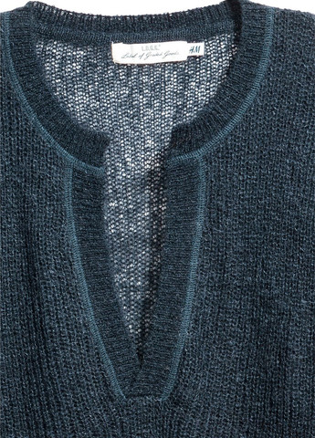 Темно-синий демисезонный пуловер в составе с мохером H&M