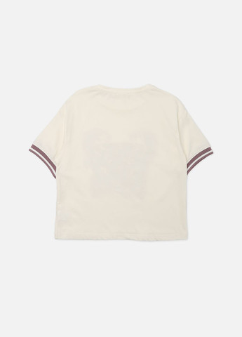 Молочная летняя футболка с коротким рукавом для девочки цвет молочный cb-00273326 Yuki