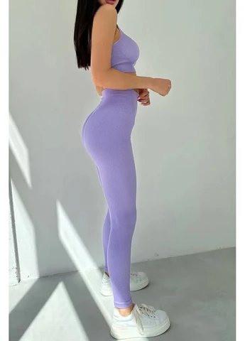 Фиолетовые демисезонные леггинсы в рубчик с пуш-ап эффектом leggings ribbed push-up InSecret