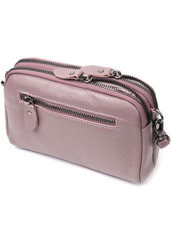 Сумка жіноча цікавого кольору на два відділення з натуральної шкіри Фіолетова 19х12,5х6,5 см 22279 Vintage (329196851)