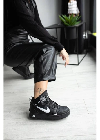КРОССОВКИ ЖЕНСКИЕ NIKE AIR FORCE HIGH BLACK НАЙК АИР ФОРС ЧЕРНЫЕ No Brand чёрные демисезоны (392021214)
