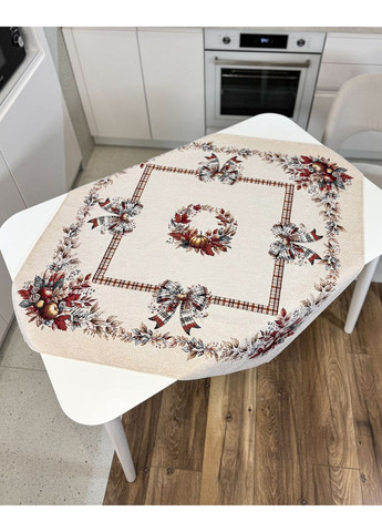 Скатертина гобеленова 100х100 см. Bows з шенілом No Brand (360890001)