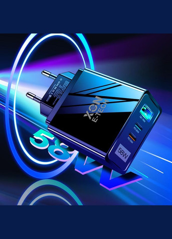 Зарядний пристрій XON PowerCharge 58W (PD20) USB Type-C (PCWA058020A1С2B 6068) Чорний XON E-Tech (303358348)