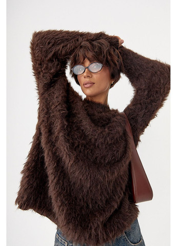 Тепла вільна кофта зі штучного хутра - бордо колір Lurex (364967682)