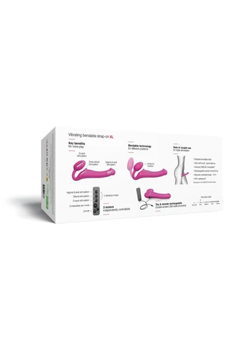 Безремневой страпон с вибрацией Vibrating Fuchsia XL, диам. 4,7см, пульт ДУ, регулируемый Strap-On-Me (345122943)