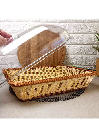 Корзина для продуктів з кришкою 40×29,5×20 см світло-коричнева (7312) No Brand (365815134)
