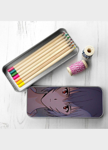 Органайзер для канцелярских принадлежностей металлический, кейс для мелочей Аниме Евангилион #002 7*18 см Silver No Brand (309156728)