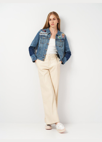 Синий женский жакет джинсовый H&M надпись - летний