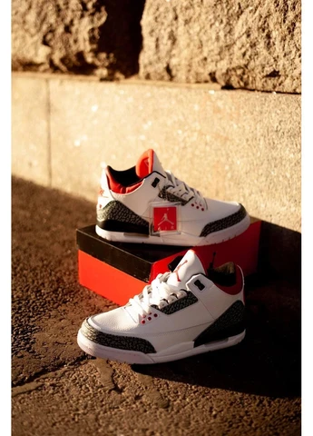 КРОССОВКИ ЖЕНСКИЕ NIKE AIR JORDAN 3 WHITE GREY RED НАЙК АИР ДЖОРДАН БЕЛЫЕ No Brand белые демисезоны (392002263)