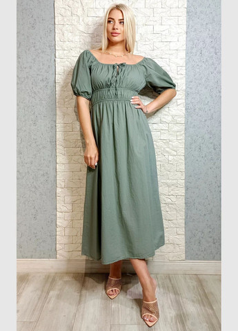 Оливковое повседневный, кэжуал платье а-силуэт Made in Italy однотонное