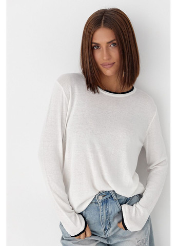 Полупрозрачный лонгслив с контрасной окантовкой - лимонный цвет Lurex (353306260)