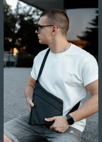 Сумка-слинг из натуральной кожи, сумка через плечо мужская SL024 (черная) No Brand (333342057)
