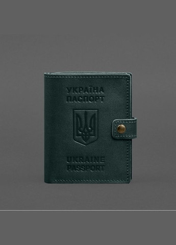 Кожаная обложка-портмоне на паспорт с гербом Украины 25.1 Зеленая (A-028680) BlankNote (328961576)