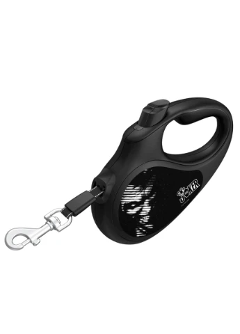 Повідець-рулетка для собак R-leash "Джокер Чорний" M до 25 кг 5 м світловідбивна стрічка Чорний WAUDOG (322125042)