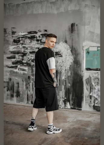 Чорна футболка чоловіча "" чорно-сіра з коротким рукавом Intruder FreeDom