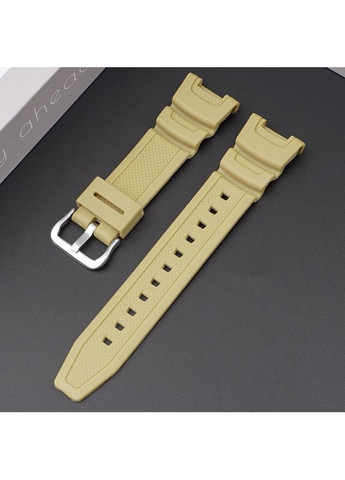 Ремешок для часов Casio полимерный бежевый универсальный для мужчин и женщин пряжка серебристая ProDobro (367264343)