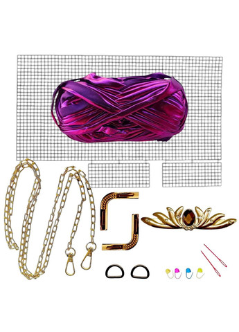 Набор для создания сумки из пластиковой канвы "Лилия цвет золотом замком" + нити Металлик Фиолетовый No Brand 8203-50 (332984327)
