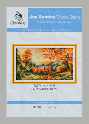 Набір для вишивання за нанесеною на канву схемою "Autumn scenery". AIDA 14CT printed 46*29 см Joy Sunday (313614240)