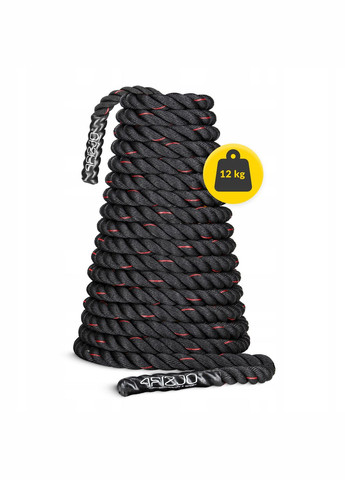 Канат тренувальний Battle Rope 15 м для кросфіту Black () 4FIZJO P-5907739312266 (344588337)