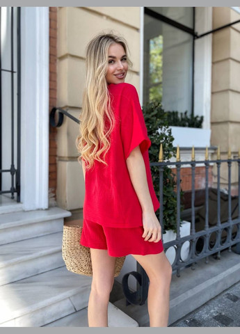 Жіночий літній костюм футболка оверсайз та шорти вільного крою MonCher (335414252)