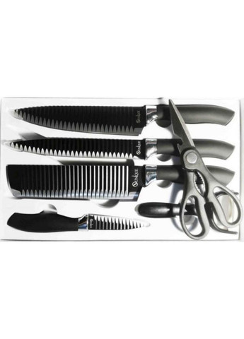 Набір ножів (6 предметів) Unique UN-1821 чорний, пластик, нержавіюча сталь