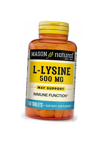 Лизин с Кальцием, LLysine 500, 100таб (27529003) Mason Natural (293255714)