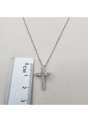 Кольє срібне з кубічним цирконієм "Хрест" 45 см 3,25 г No Brand (393974277)