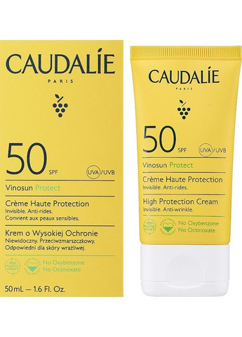 Caudalie Солнцезащитный крем SPF50 Vinosun High Protection Cream SPF50 50ml (2-1022589) — Крем, (369792396)