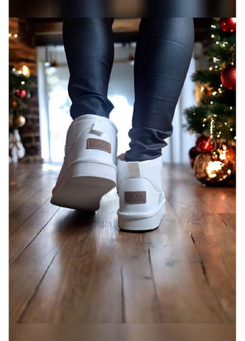 Женские короткие зимние угги белые кожаные тёплые угги белого цвета ITTS уггі (367377415)