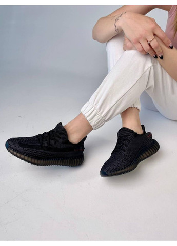 КРОССОВКИ ЖЕНСКИЕ ADIDAS YEEZY BOOST 350 BLACK АДИДАС ИЗИ БУСТ No Brand чёрные демисезоны (368887654)