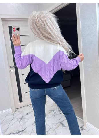 Сиреневый демисезонный женский вязаный свитер джемпер No Brand