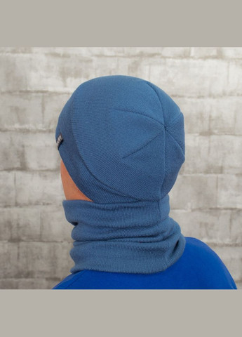 В'язана шапка на флісі зі снудом унисекс 50-60 світло-сірий (OC-805) Luxyart (312548264)