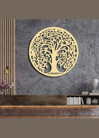 Панно 3D декоративне з об'ємом 15 мм для стін, Дерево кругле 40 х 40 см ванильне Декоинт (276708482)