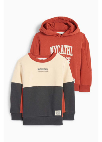 C&A світшот (без капюшона) сіро-бежевий кежуал бавовна органічна, поліестер