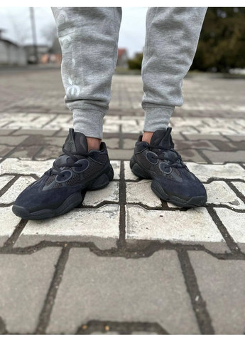 Чорні Осінні кросівки чоловічі adidas yeezy boost 500 black blue адідас ізі буст No Brand