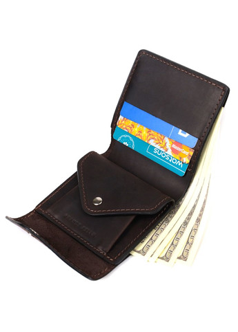 Чоловічий шкіряний гаманець з монетницею та потайною кишенею коричневий (sku_16810) No Brand (328218547)