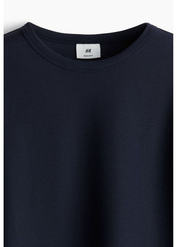 Темно-синий демисезонный мужской трикотажный лонгслив regular fit (57574) s темно-синий H&M