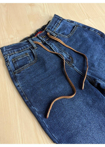 Джинси жіночі 8331 утеплені на флісі палаццо прямі з резинкою на талії сині Vanver - (363449418)