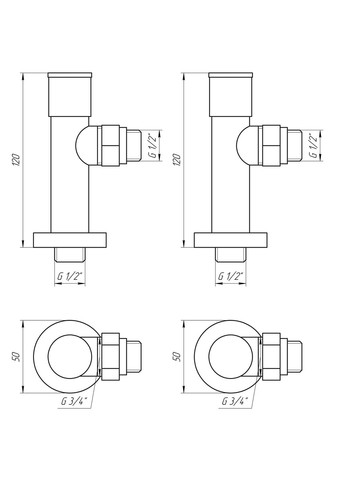 Набір Кран вентильний кутовий з американкою LUX 1/2″ 7777 (2шт.) BLACK (1уп) Solomon (301219308)