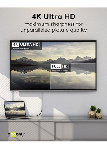 Кабель монитора сигнальный DisplayPort to HDMI M/M (папа/папа) (HDMIэкран) 2.0m 4K@60Hz 19+1pin D=6.0mm Textile Goobay (369646087)