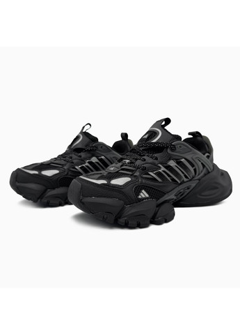 Черные демисезонные кроссовки мужские и женские adidas Vento XLG Deluxe Black Grey | Адідас Венто Делюкс