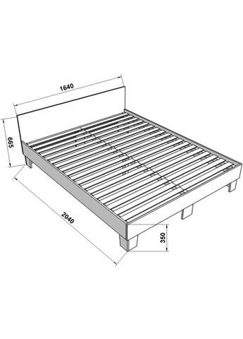 Двуспальная кровать с ламелями Белая 160х200 см ортопедическая кровать для спальни мебель для сна ProDobro (370602572)