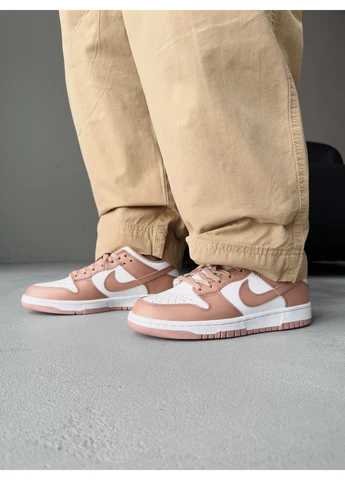 Белые демисезонные кроссовки мужские nike sb dunk brown white найк сб данк белые No Brand