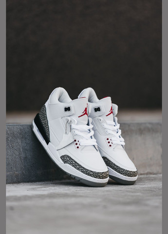 Білі Осінні кросівки чоловічі Nike Air Jordan 3 White Cement